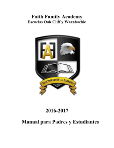 Faith Family Academy 2016-2017 Manual para Padres y Estudiantes