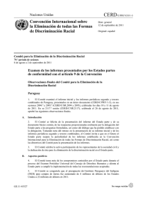 Observaciones finales del Comité para la eliminación de