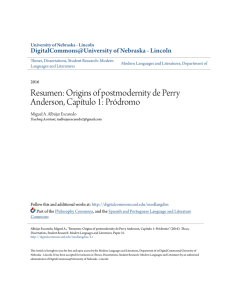 Resumen: Origins of postmodernity de Perry Anderson, Capítulo 1