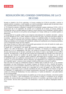 RESOLUCIÓN DEL CONSEJO CONFEDERAL DE LA CS DE CCOO