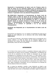 EQ-0368/2015. Resolución al Ayuntamiento de Santa Lucía de
