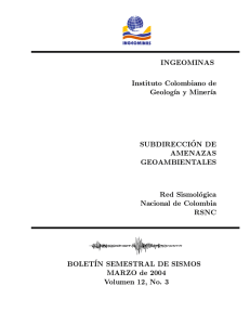 INGEOMINAS Instituto Colombiano de GeologBia y MinerBia