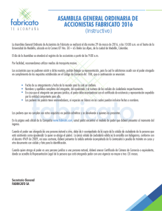 ASAMBLEA GENERAL ORDINARIA DE ACCIONISTAS FABRICATO