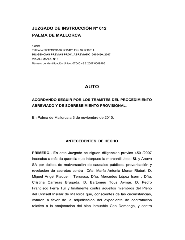 Auto judicial sobre el caso Can Domenge