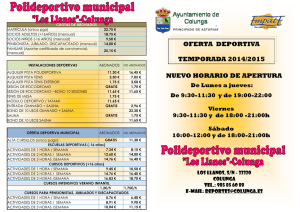 nuevo horario de apertura oferta deportiva temporada 2014/2015