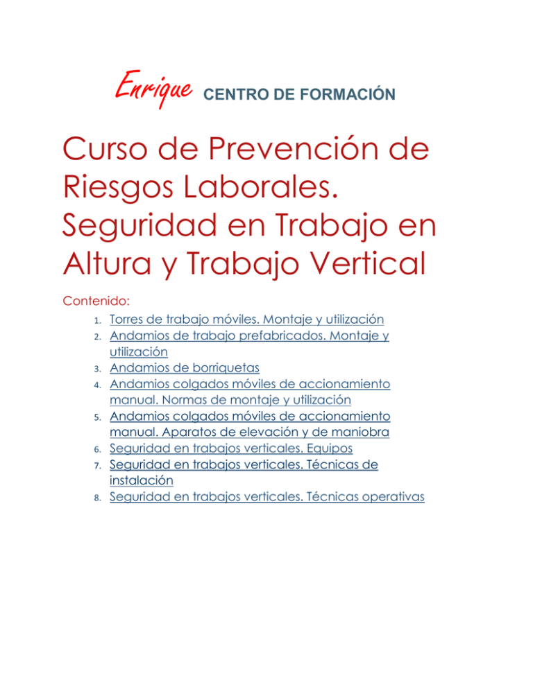 Curso De Prevención De Riesgos Laborales