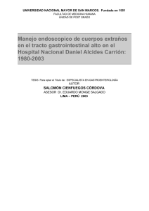 Manejo endoscopico de cuerpos extraños en el tracto