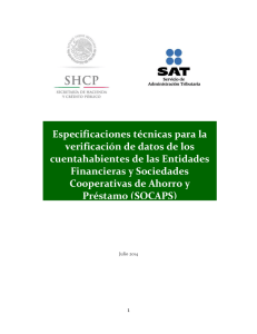 Especificaciones técnicas para la verificación de datos de los