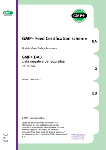 GMP+ BA3 Lista negativa de requisitos mínimos