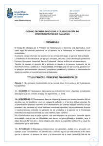 Código deontológico - Colegio Oficial de Fisioterapeutas de Canarias
