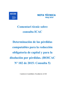 Comentari tècnic sobre consulta ICAC Determinación de las