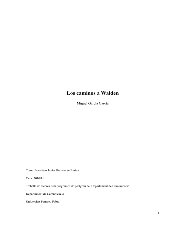 Los Caminos A Walden E Repositori UPF