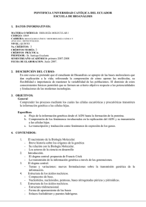 Biologia Molecular I - Pontificia Universidad Católica del Ecuador
