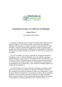 Emmanuel Lévinas y la crítica de la Ontología