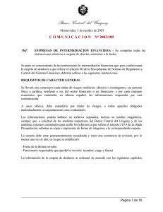 comunicacionn° 2003/189 - Banco Central del Uruguay