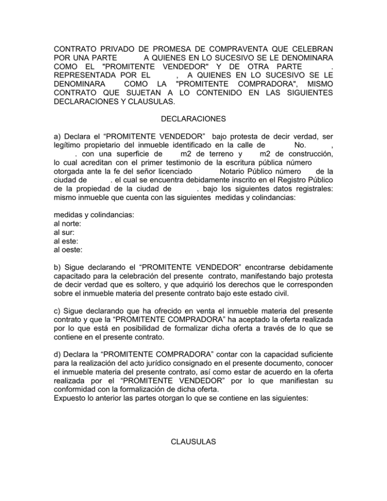 Contrato Privado De Promesa De Compraventa 4601