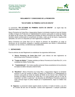 Carta de bienvenida clientes banco promerica