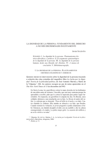 LA DIGNIDAD DE LA PERSONA. FUNDAMENTO DEL DERECHO A