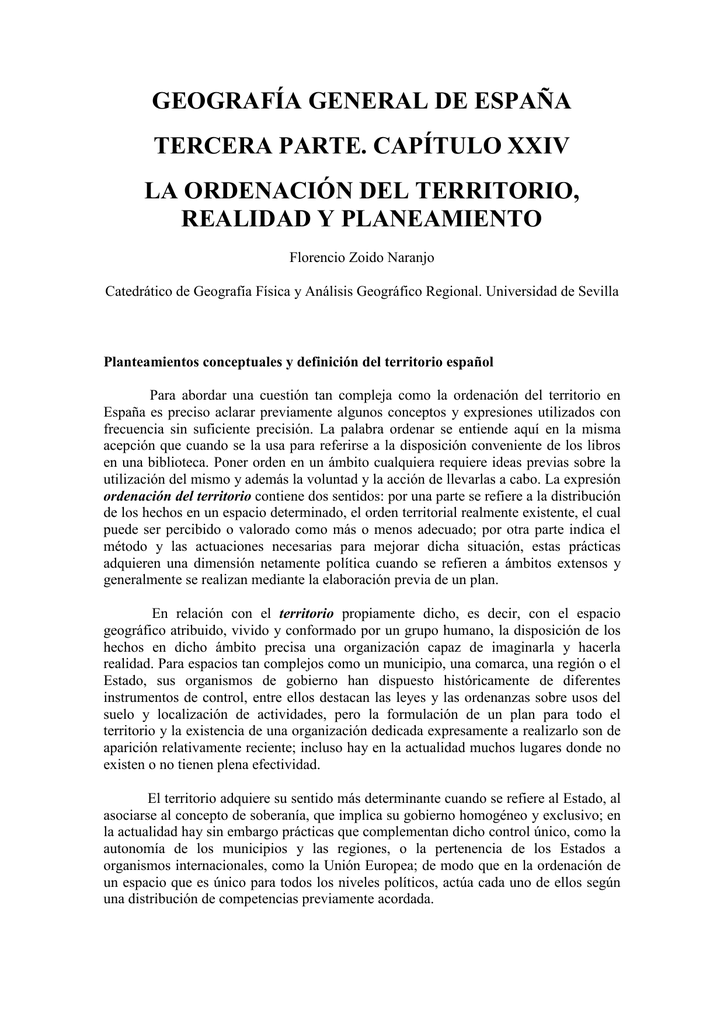 La Ordenación Del Territorio, Realidad Y Planeamiento