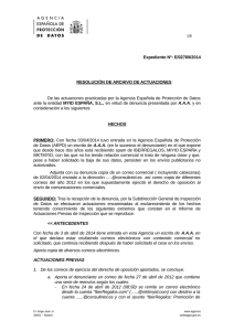 Expediente Nº: E/02769/2014 RESOLUCIÓN DE ARCHIVO DE