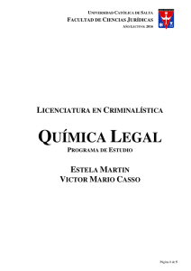 química legal - Universidad Católica de Salta
