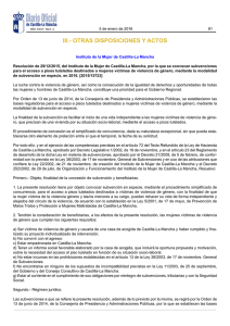 Resolución de 29/12/2015, del Instituto de la Mujer de Castilla