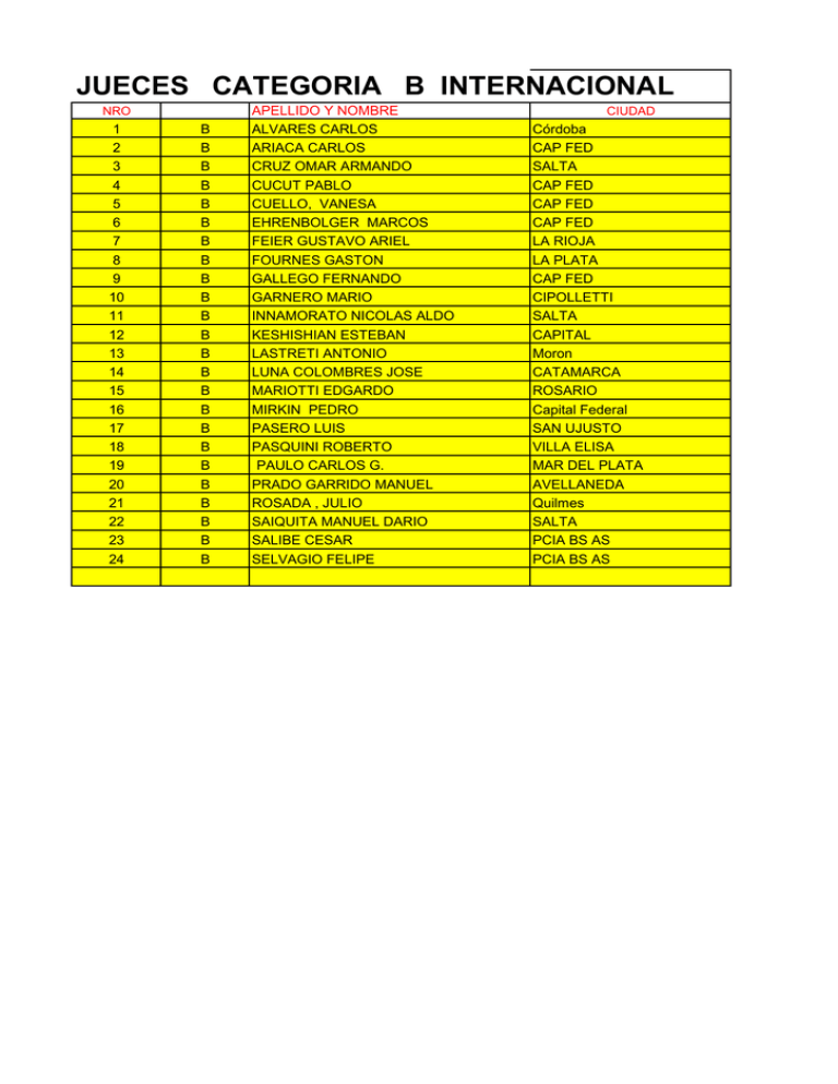 JUECES CATEGORIA B INTERNACIONAL