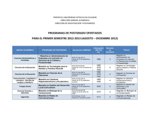 programas de postgrado ofertados para el primer semestre 2012