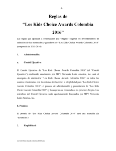 Reglas de “Los Kids Choice Awards Colombia 2016”