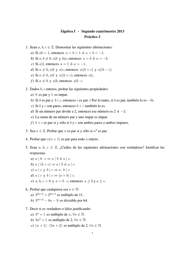 Algebrai Segundocuatrimestre13 Practico 3 1 Sean A B C Z