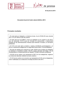 Encuesta Anual de Coste Laboral - Instituto Nacional de Estadistica.