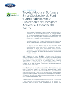 Toyota Adopta el Software SmartDeviceLink de Ford y Otros