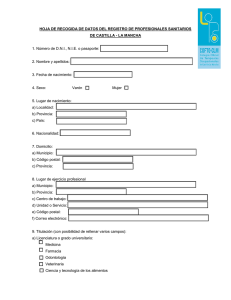 formulario de datos del registro de profesionales sanitarios de