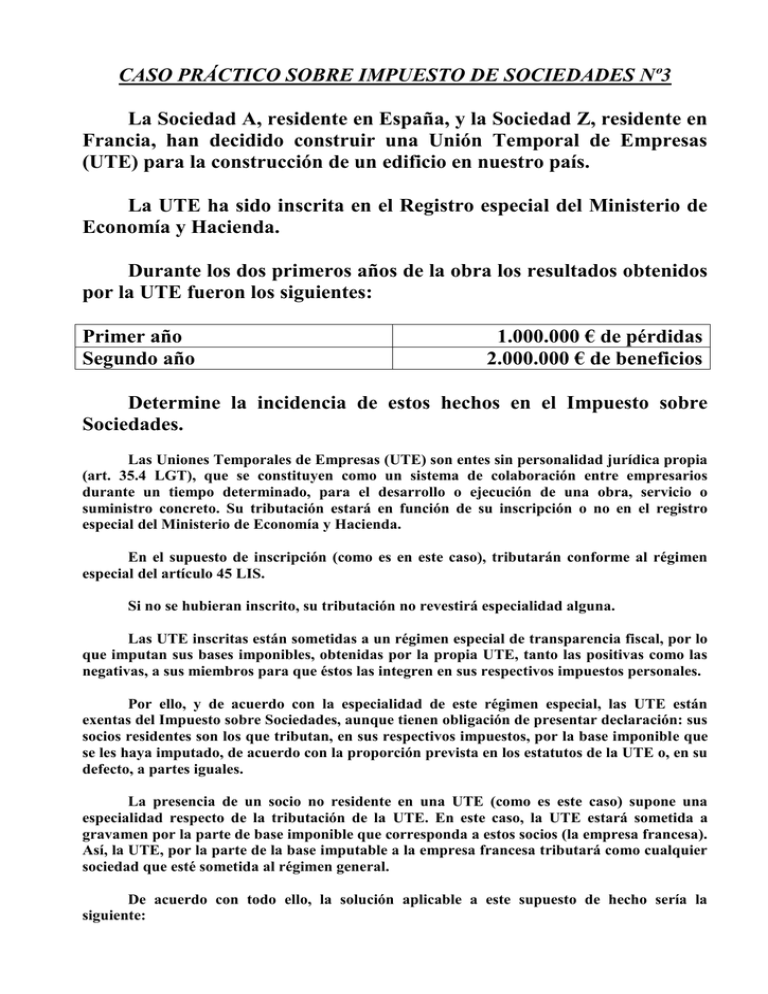 CASO PRÁCTICO SOBRE IMPUESTO DE