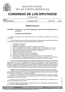 Calendario de tramitación - Congreso de los Diputados