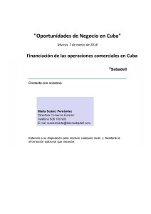 Financiación de las operaciones comerciales en Cuba. Ponencia de