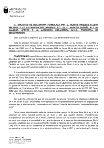 Acord Solicitud de retasación formulada por D. VICENTE RIBELLES