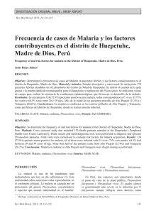 Frecuencia de casos de Malaria y los factores contribuyentes en el