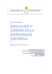 Educacion y Genero en la democracia espanola