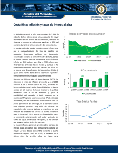 Costa Rica: inflación y tasas de interés al alza