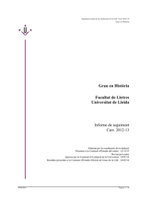 Grau en Història Facultat de Lletres Universitat de Lleida
