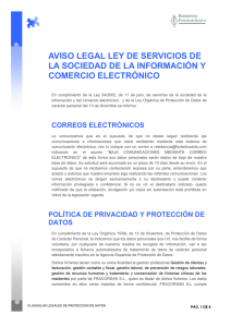 AVISO LEGAL LEY DE SERVICIOS DE LA SOCIEDAD DE LA