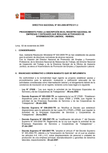 Directiva Nacional Nº 003-2009-MTPE/3/11.2
