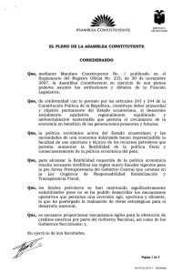 EL PLENO DE LA ASAMBLEA CONSTITUYENTE CONSIDERANDO