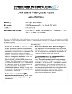 2013 Bottled Water Quality Report Agua Destilada