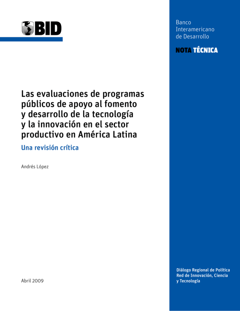 Las Evaluaciones De Programas P blicos De Apoyo Al Fomento Y