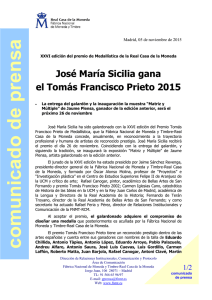 Comunicado de prensa - Premio Tomás Francisco Prieto
