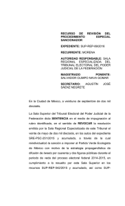 sup-rep-89/2016 recurrente - Tribunal Electoral del Poder Judicial