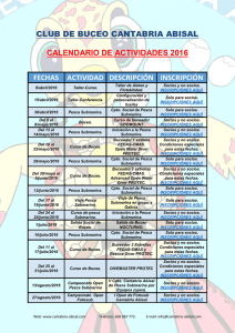 calendario de eventos - Club de Buceo Cantabria Abisal