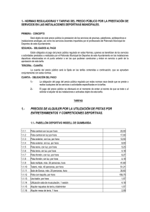 1.- PRECIOS DE ALQUILER POR LA UTILIZACIÓN DE PISTAS